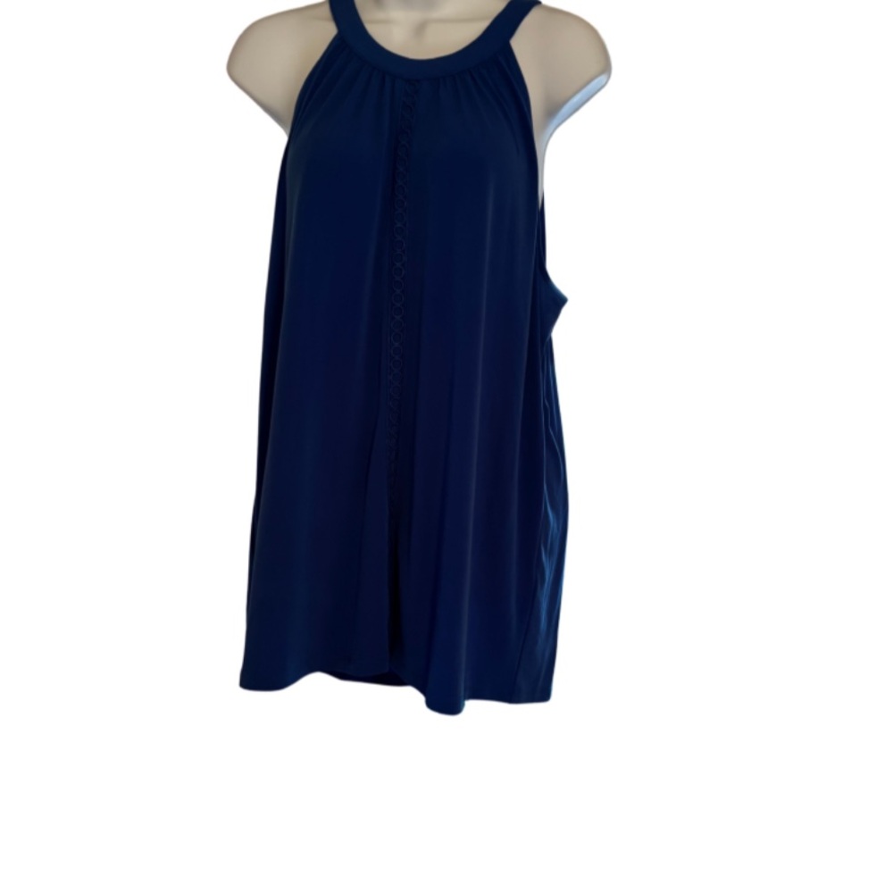 Tahari Navy Blue Sleeveless Blouse